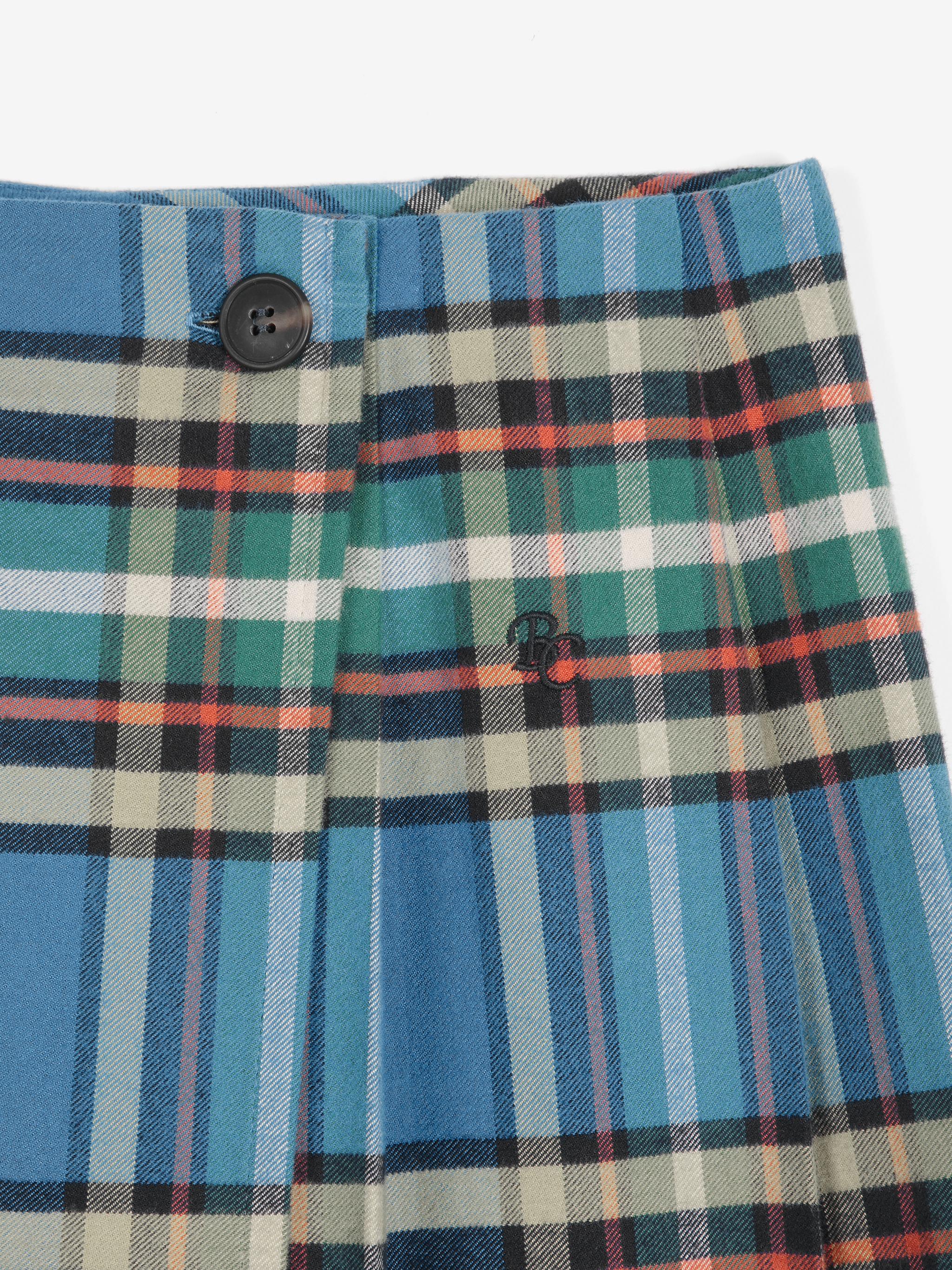 Bobo Choses Tartan Flannel Pleated Skirt Damen Maxi Rock Karo blau